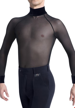 Armando Mens Sheer Mesh Velvet Collar Body Top 00076-Black