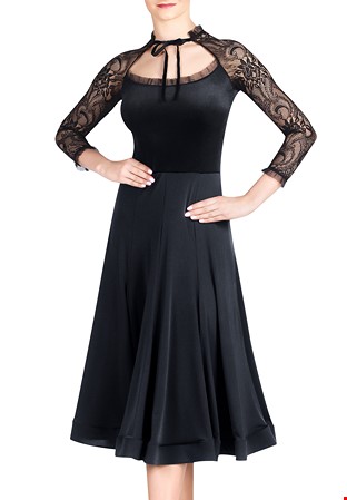Dance Box West Side Lace Ballroom Dress P19120023-01 Black