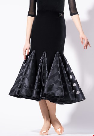 Armando Women’s Stripe Godet Latin Skirt 00230-Black