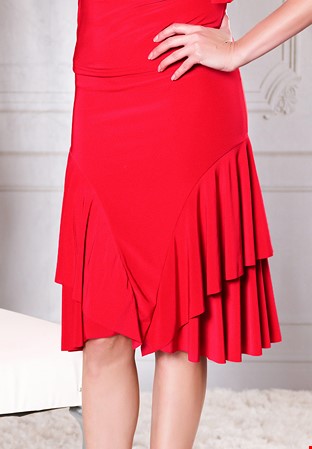 Dance America S014 - Classic Short Ruffled Skirt-Red