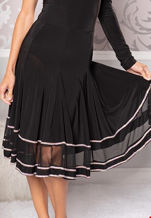 Dance America S206 - New Silhouette Skirt with Rhinestones-Black