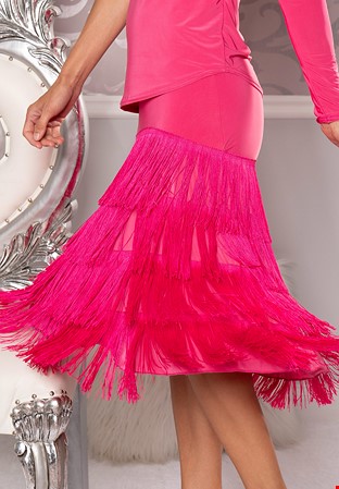 Dance America S223 - Long Fringe Skirt-Pink