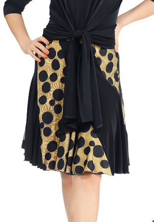 Zdenka Arko Swirling Pattern Latin Skirt S1904-Black/Cream