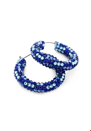 Raeka Mix Crystal Hoop Earrings HE/XS PE CBAQLTSP-Cobalt / Aquamarine / Light Sapphire