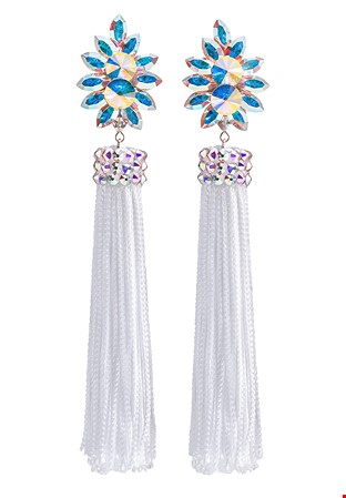 Zerlina Crystallized White Fringe Earrings Crystal AB FC303-Crystal AB