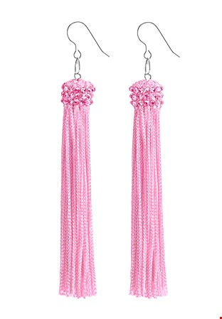 Zerlina Rose Pink Fringe Rhinestone Earrings Light Rose FC410-Rose Pink