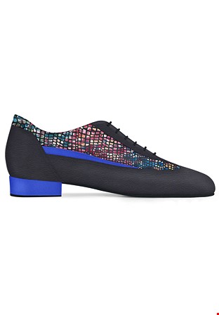Dance Naturals Zogo Mens Ballroom Shoes Art. 123-Black/Blue/Mosaico Print