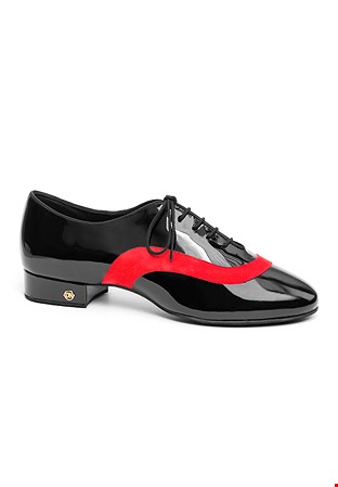 Dance Naturals Remo Mens Dance Shoes Art. 120-Black Patent / Red Suede