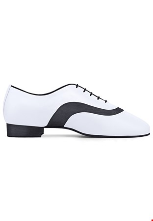 Dance Naturals Remo Mens Dance Shoes Art. 120-White Leather/Black Striped Suede