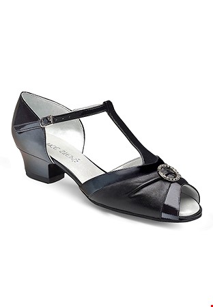 Freed of London Garnet Social Dance Shoes-Black Leather / Patent