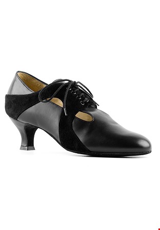 Paoul 1370 Oxford Shoes-Black Leather & Black Suede