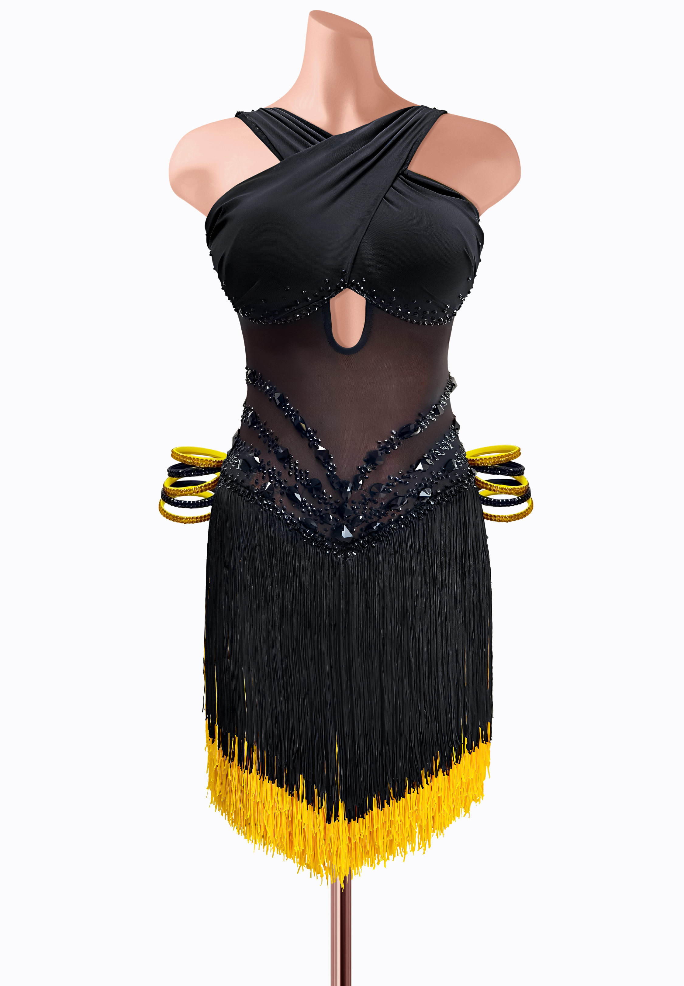 Ebony Velour Latin Dress AM-L3838