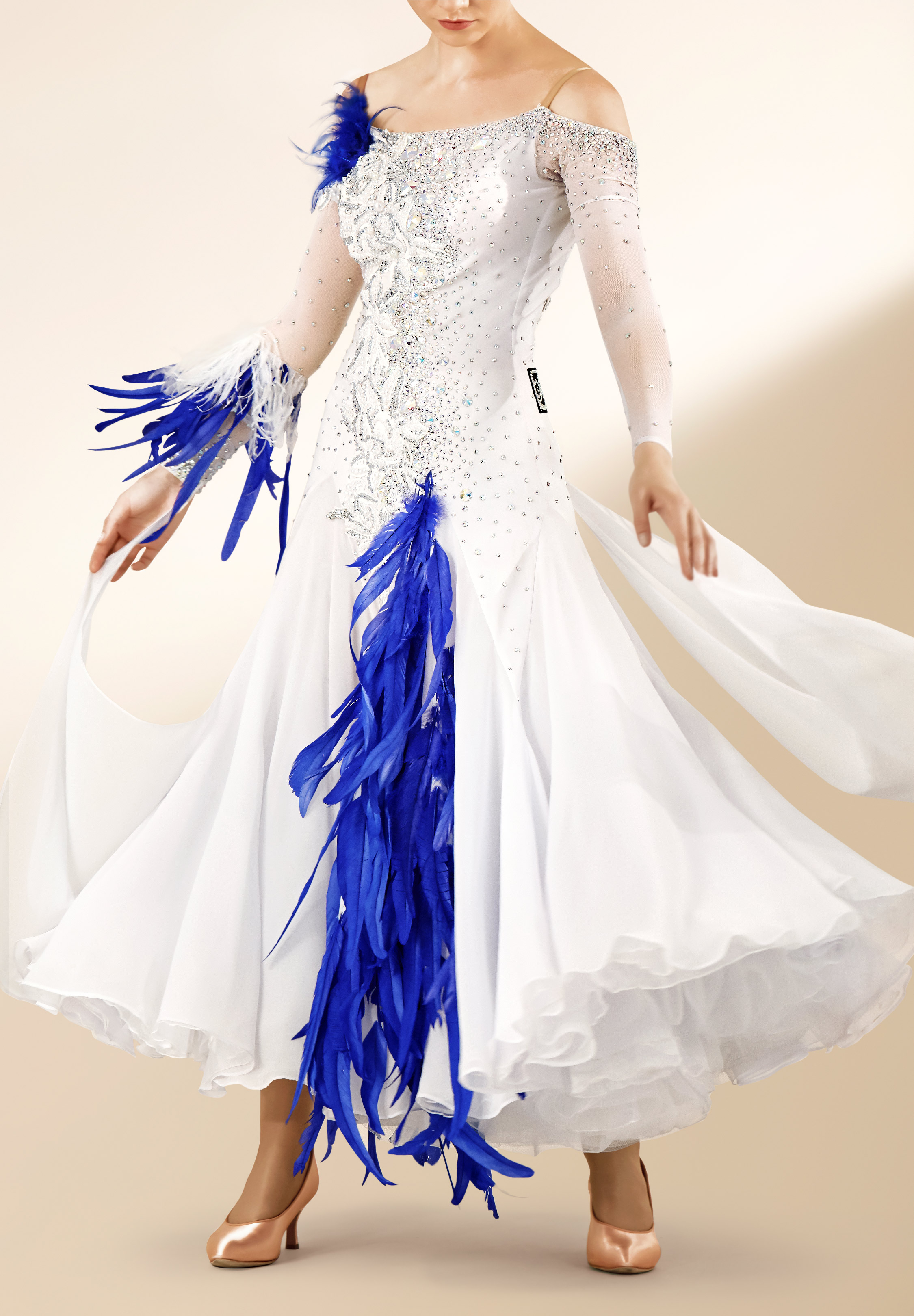 Angelic Feathered Ballroom Performance Gown PC-WB19042