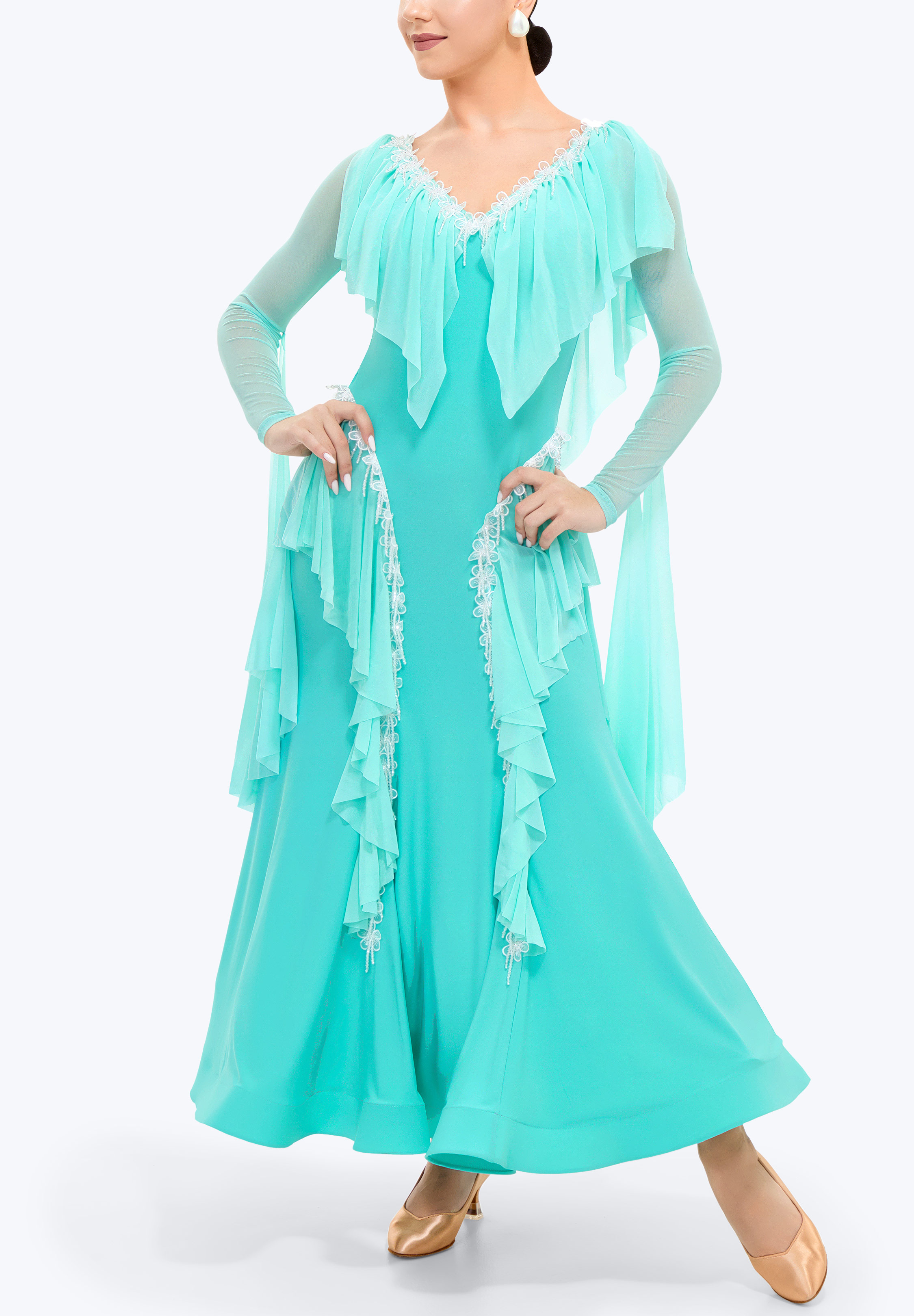 Aqua Cascade Dance Dress TD-SM014
