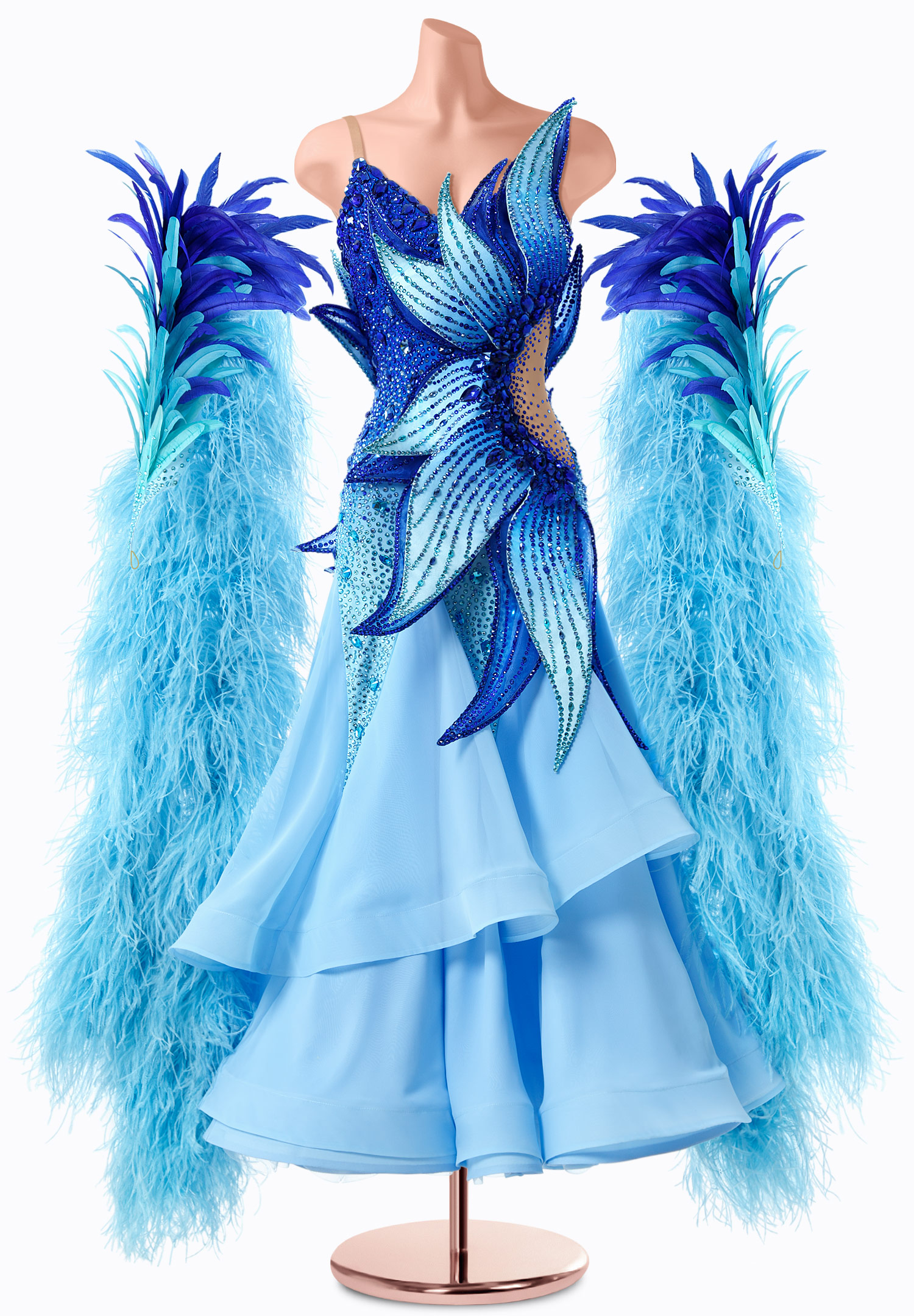 Aqua Fleur Ballroom Gown TID-BM1255