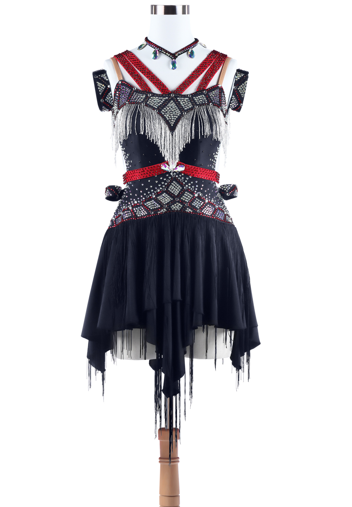 Asymmetric Beaded Fringe Latin Rhythm Competition Dress VN-L5265