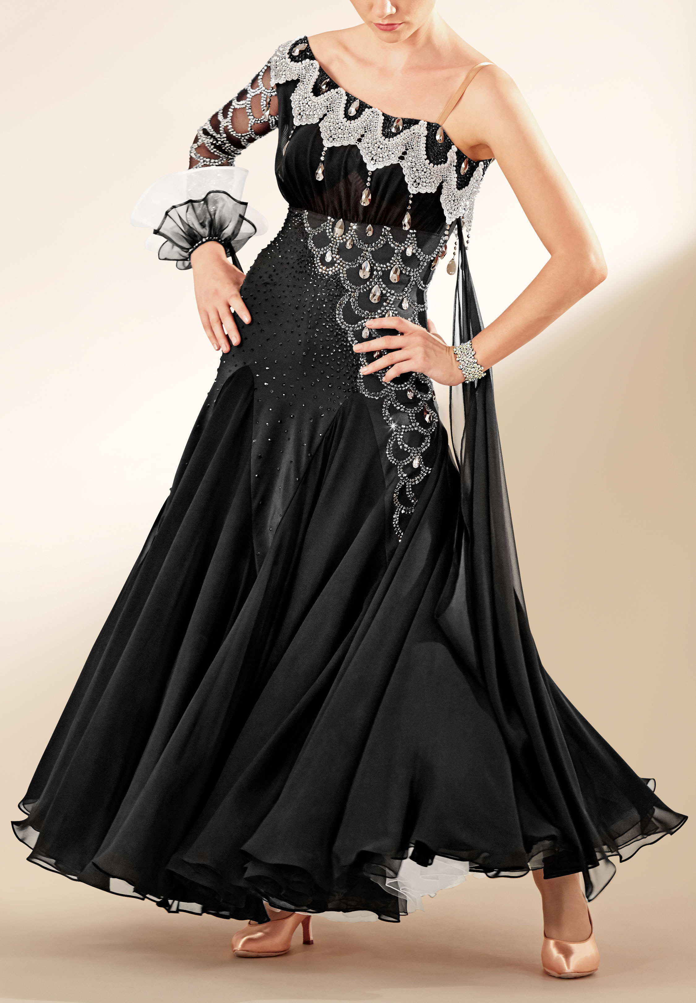 Asymmetric Frill Mermaid Ballroom Dress PC-WB19061