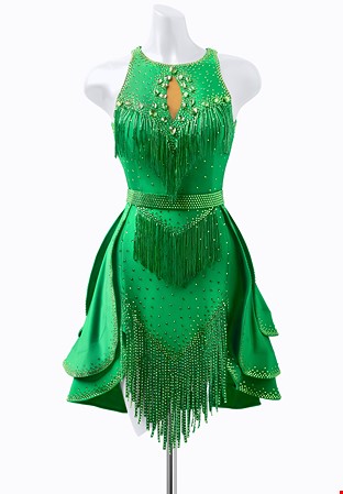 Emerald Fringe Latin Dress JT-L2202-A