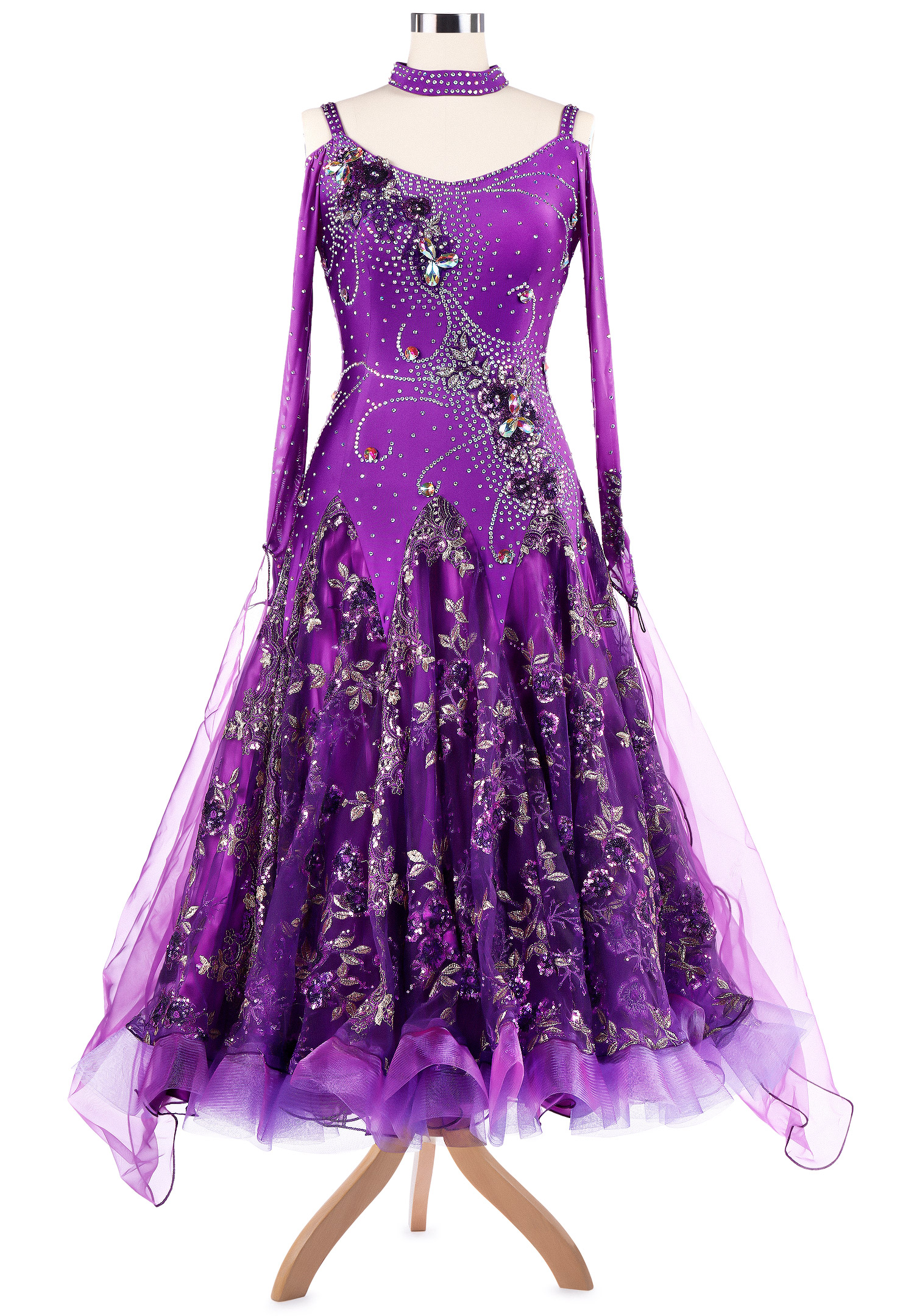 Blooming Sequin Embroidered Ballroom Dance Competition Dress VN-A5237