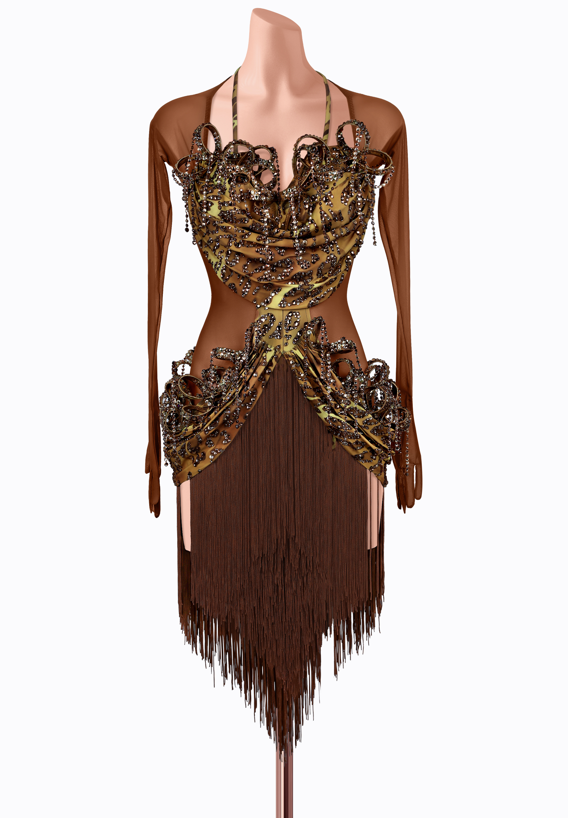 Bronze Flame Latin Dress TD-CL0042