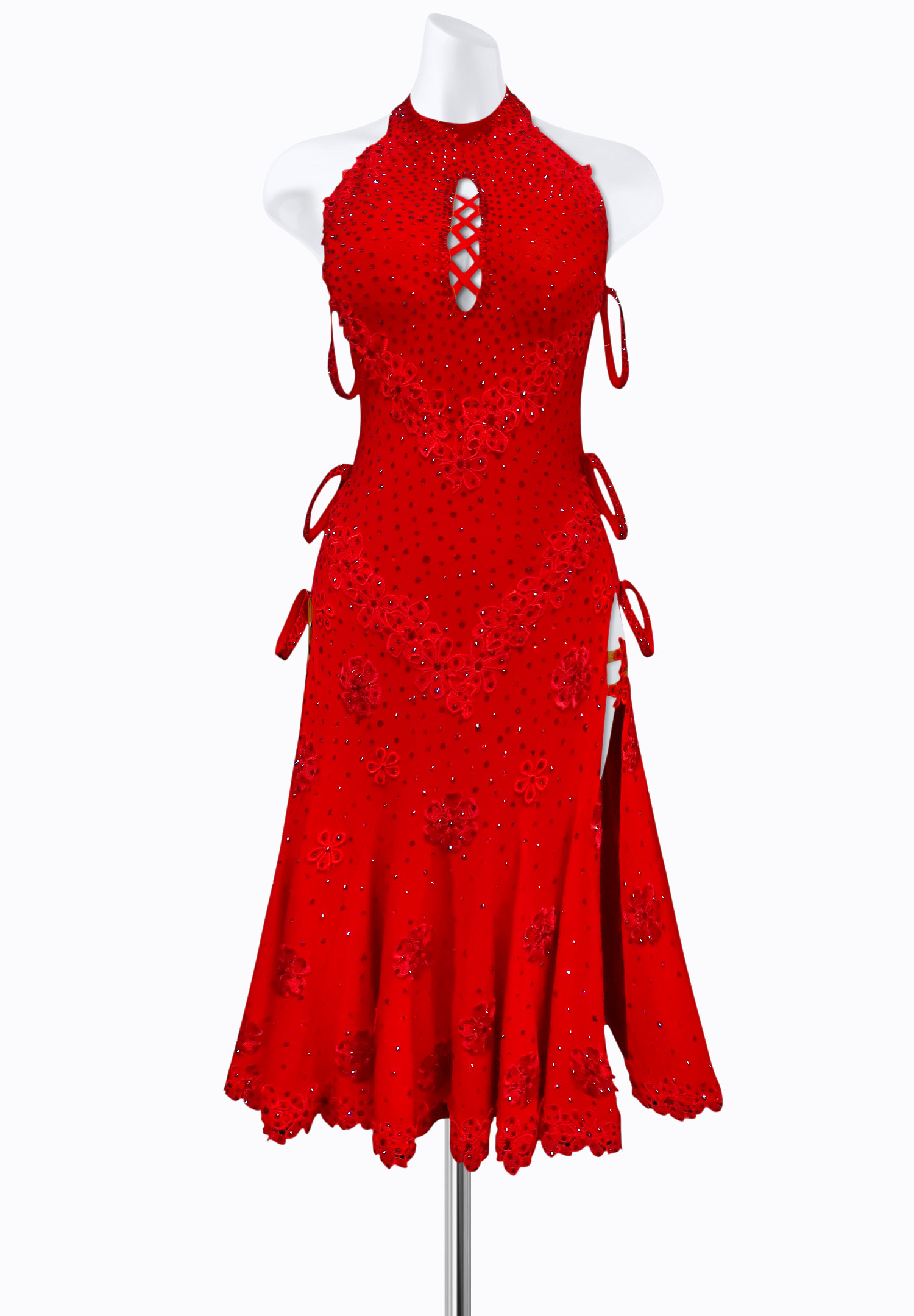 Crimson Applique Latin Dress AM-L3610
