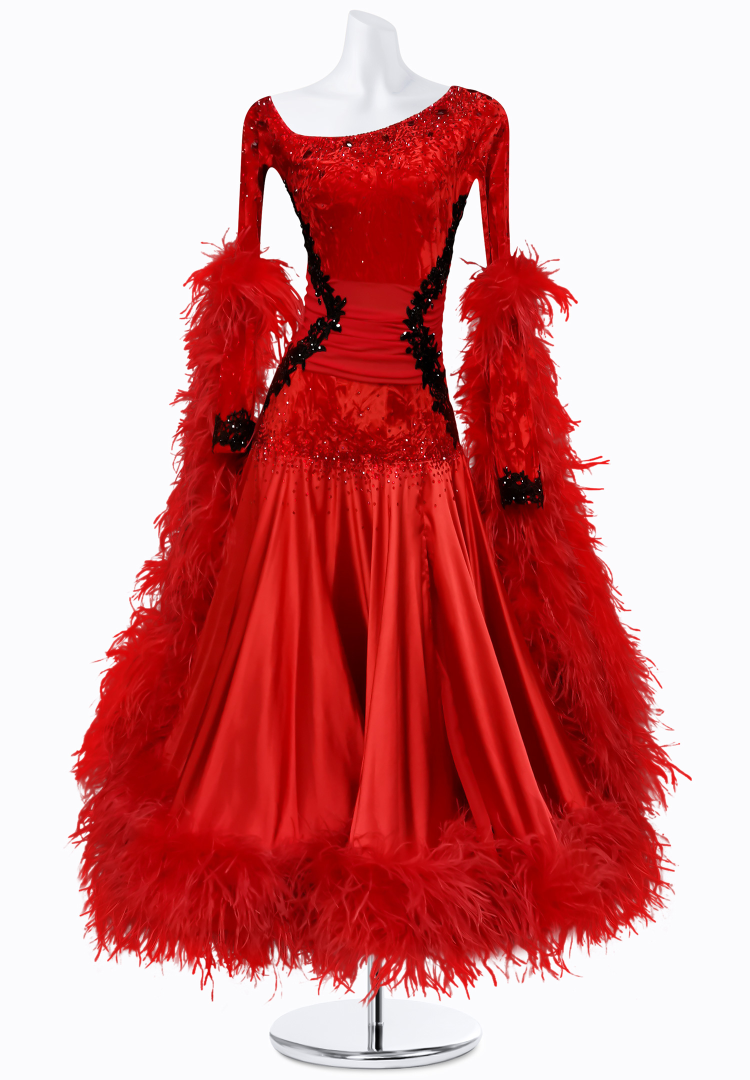 Crimson Feather Ballroom Gown AM-B3233