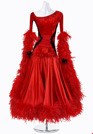 Crimson Feather Ballroom Gown AMB3233
