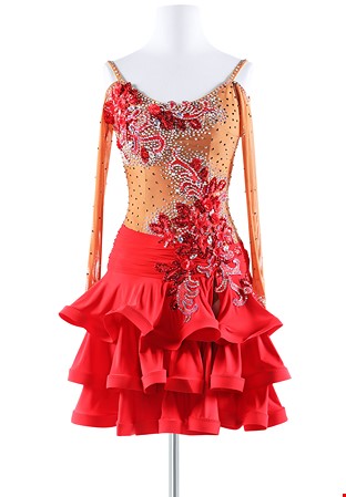 Crimson Frill Latin Dress NZR23218