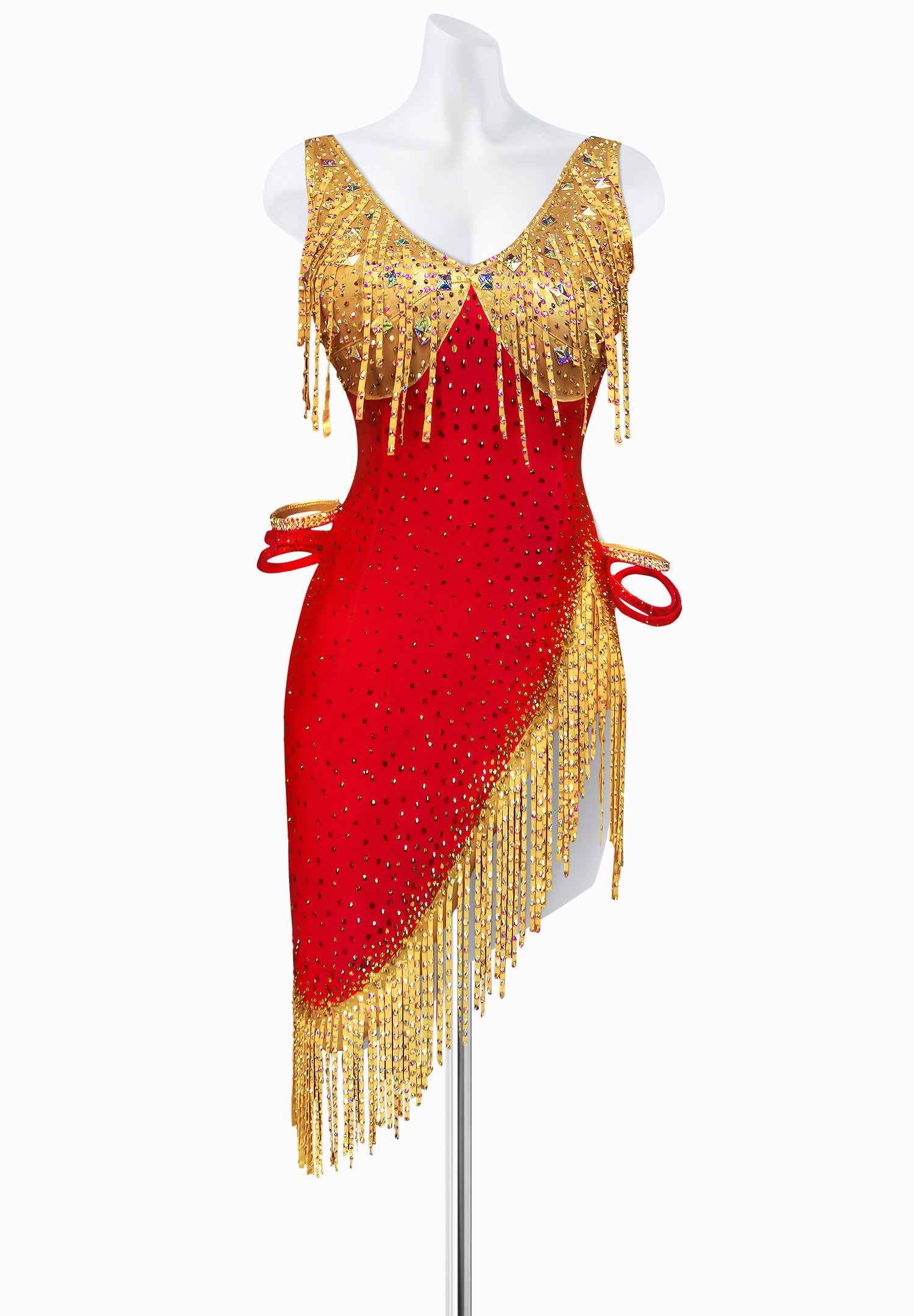 Crimson Fringe Latin Dress AM-L3338