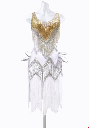 Crystal Chevron Latin Dress AML3614