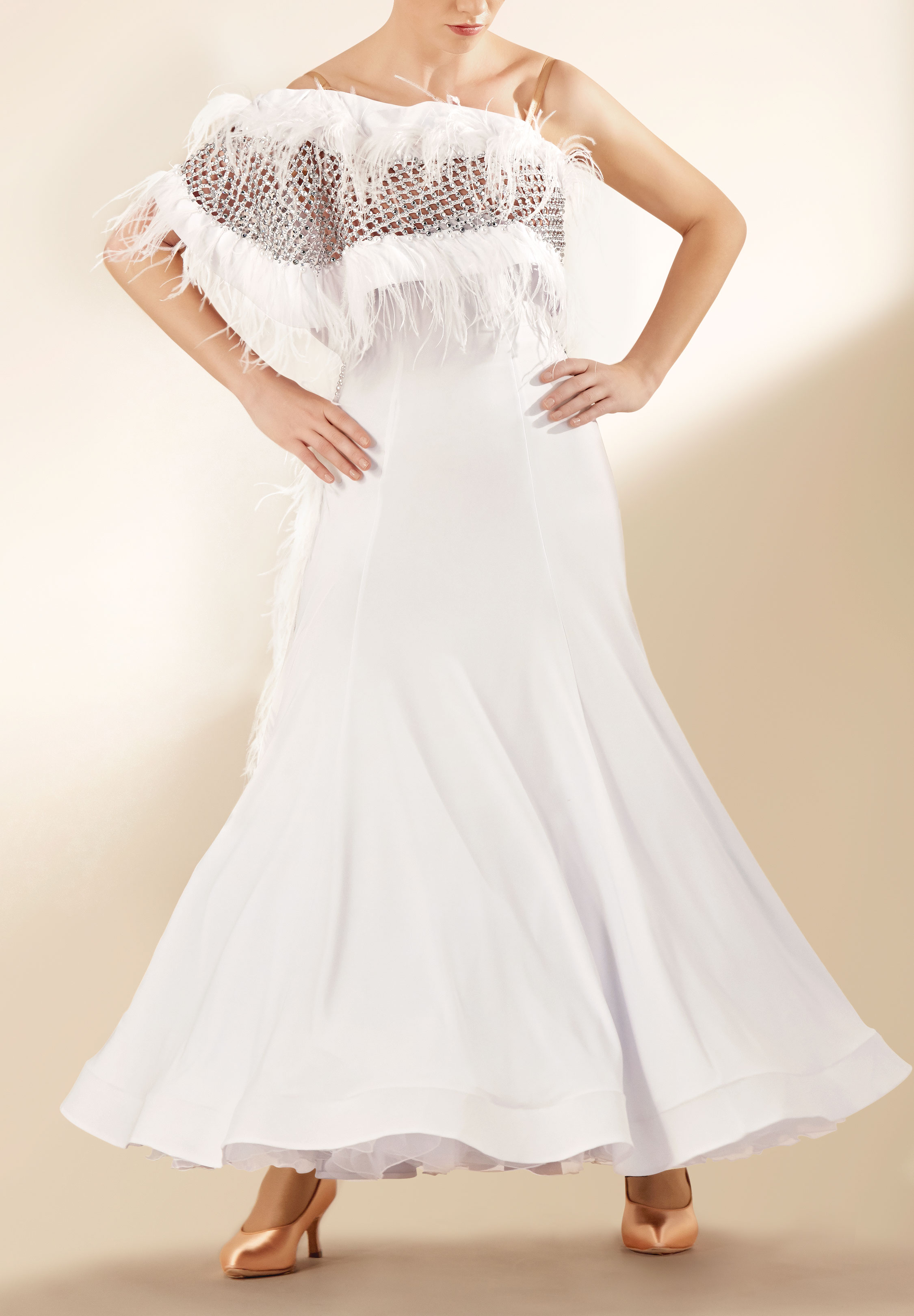 Crystal Feather Mesh Smooth Dance Dress PC-WB190321