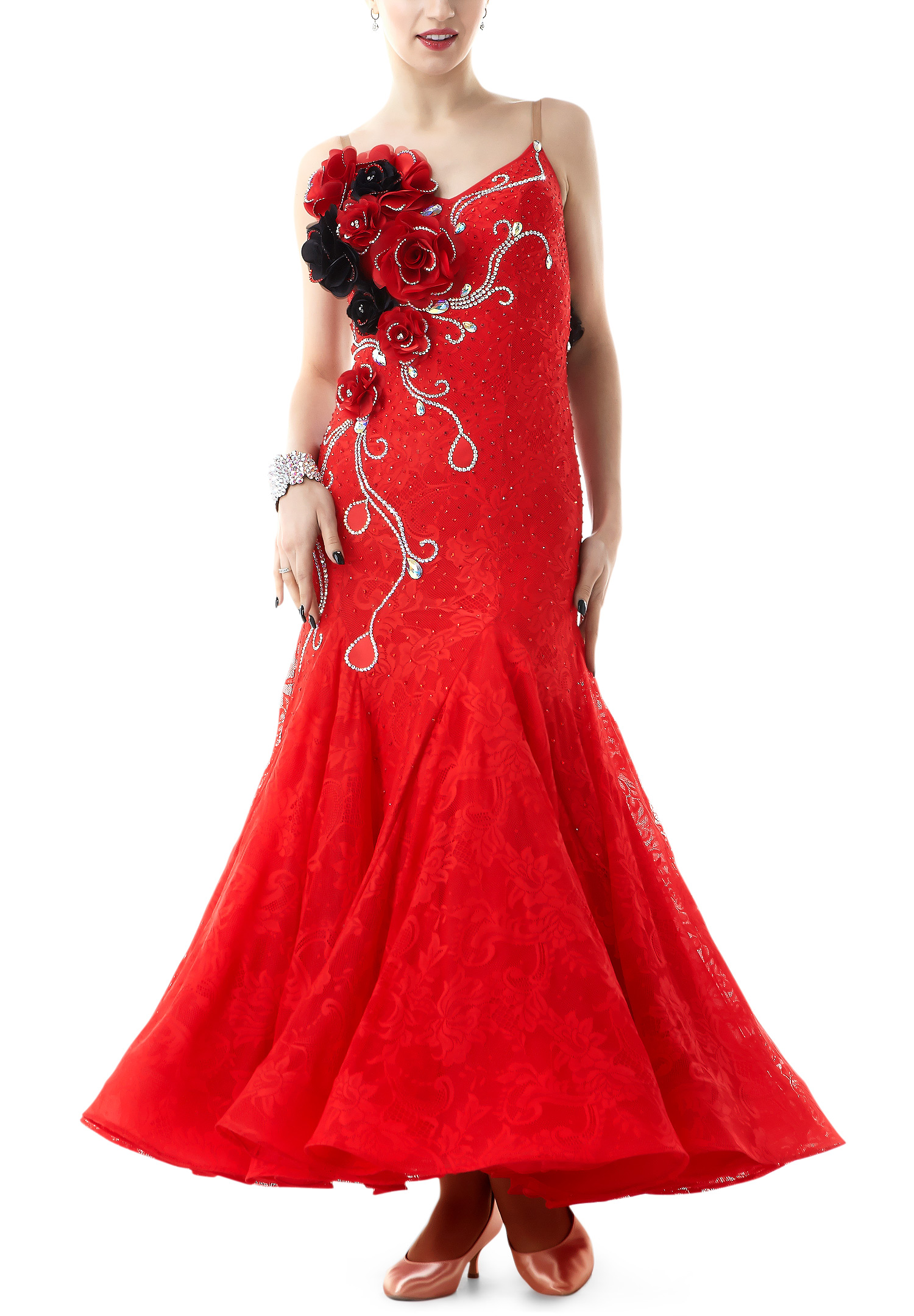 Crystal Rose Lace Ballroom Dance Gown PC-WB18033