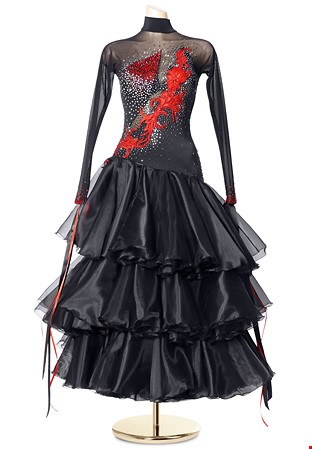 Crystal Ruffle Shimmering Ballroom Gown PCWB19139