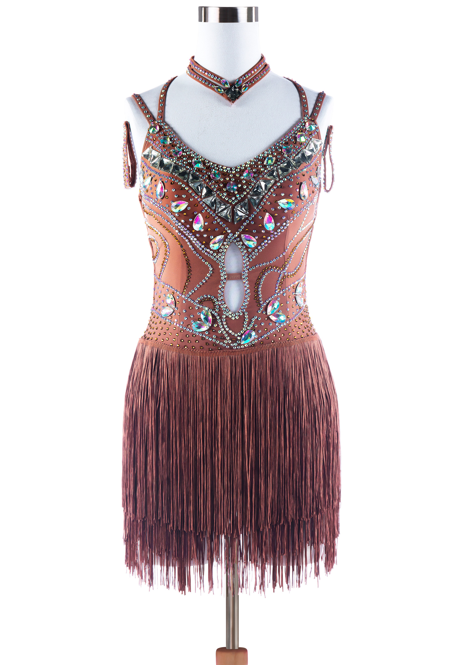 Crystal Strap Fringed Latin Competition Dress VN-L5299