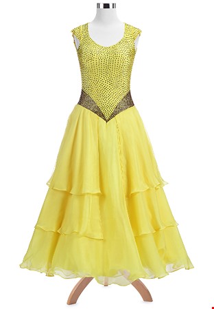 Crystallized Cap Sleeve Ballroom Dance Gown A5353