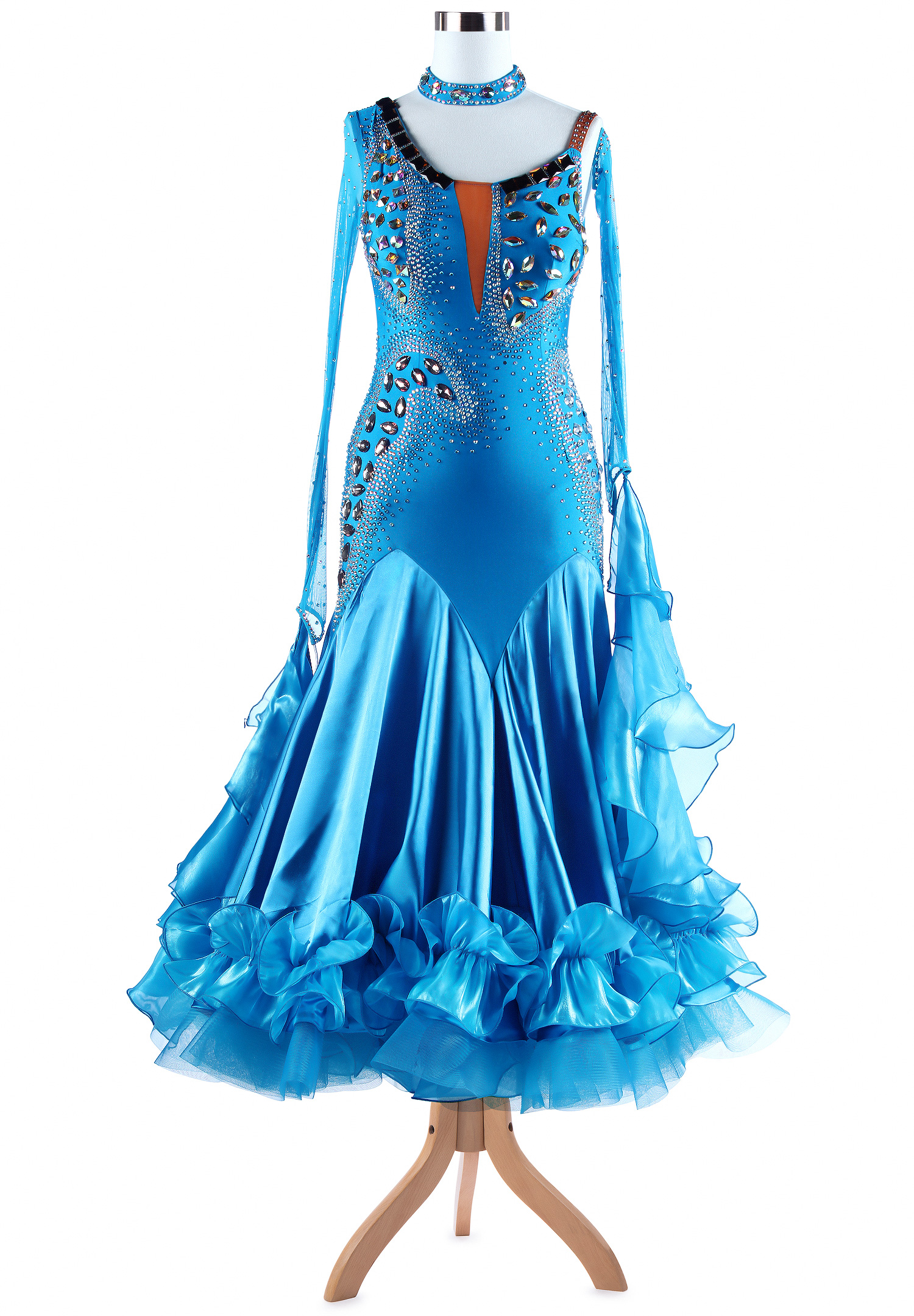 Crystallized Geometric Figure Smooth Ballroom Gown VN-A5334