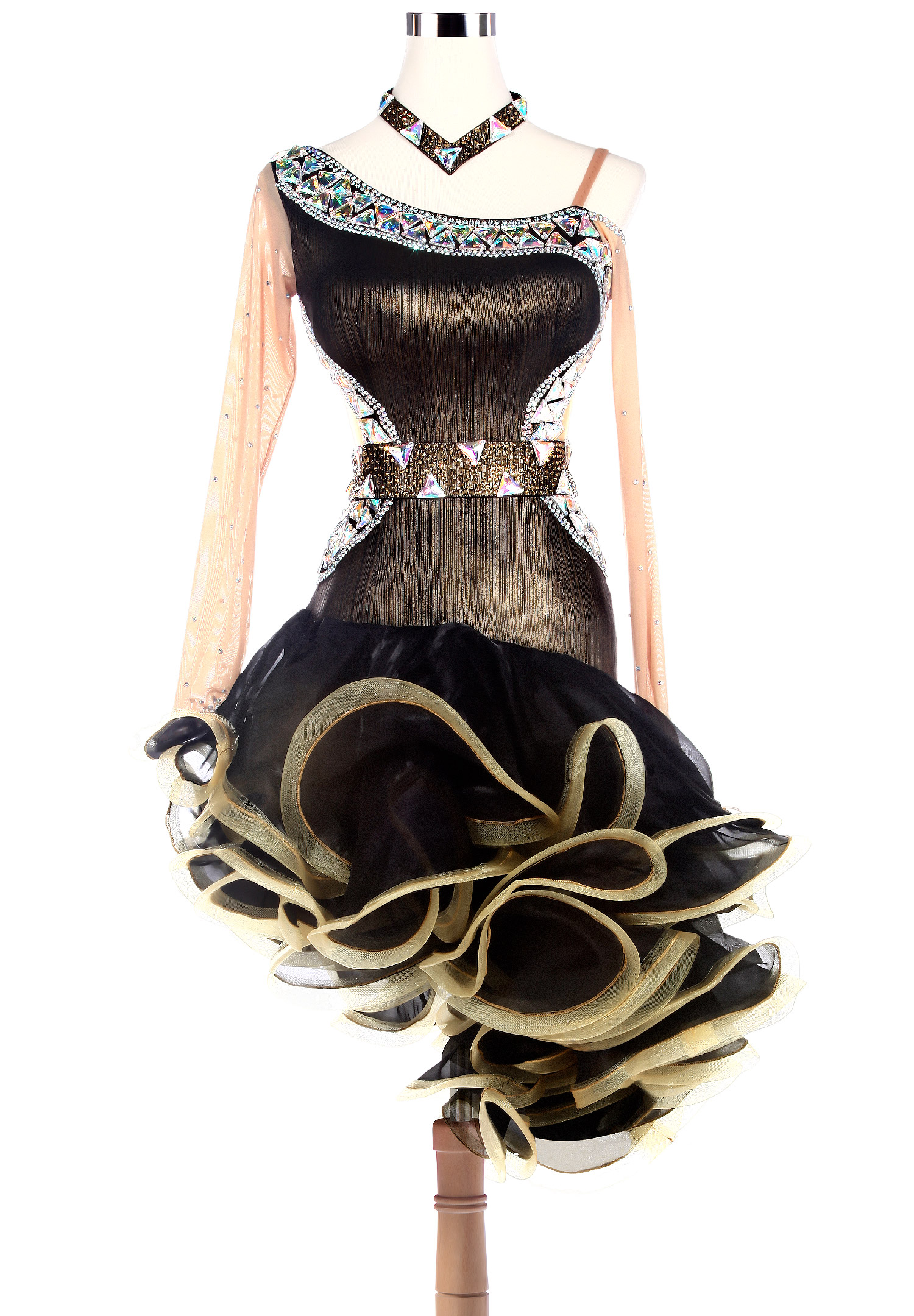 Daring Asymmetric Sparkling Edge Latin Competition Dress VN-L5207