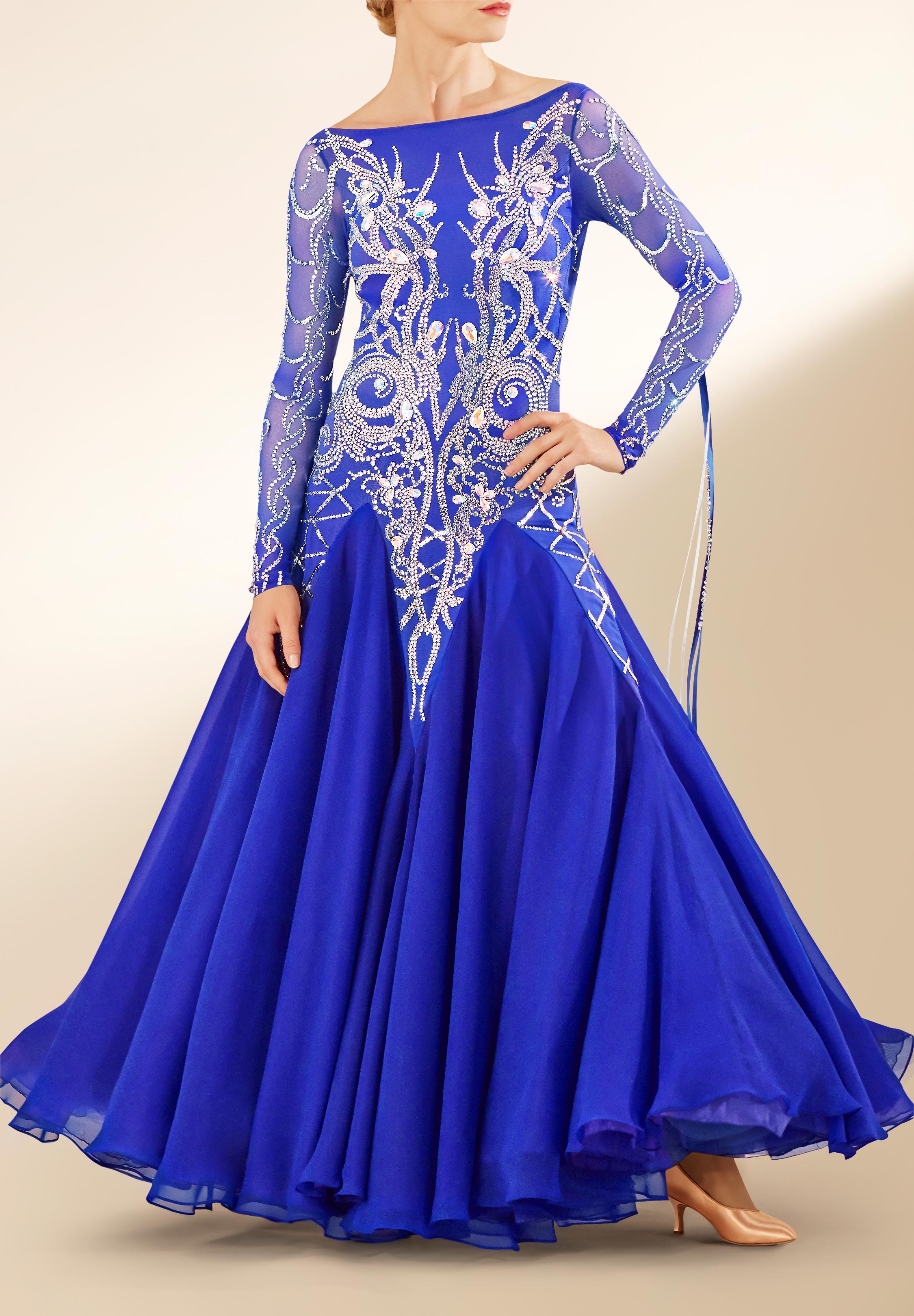 Dazzling Crystal Illusion Ballroom Performance Dress PC-WB19015