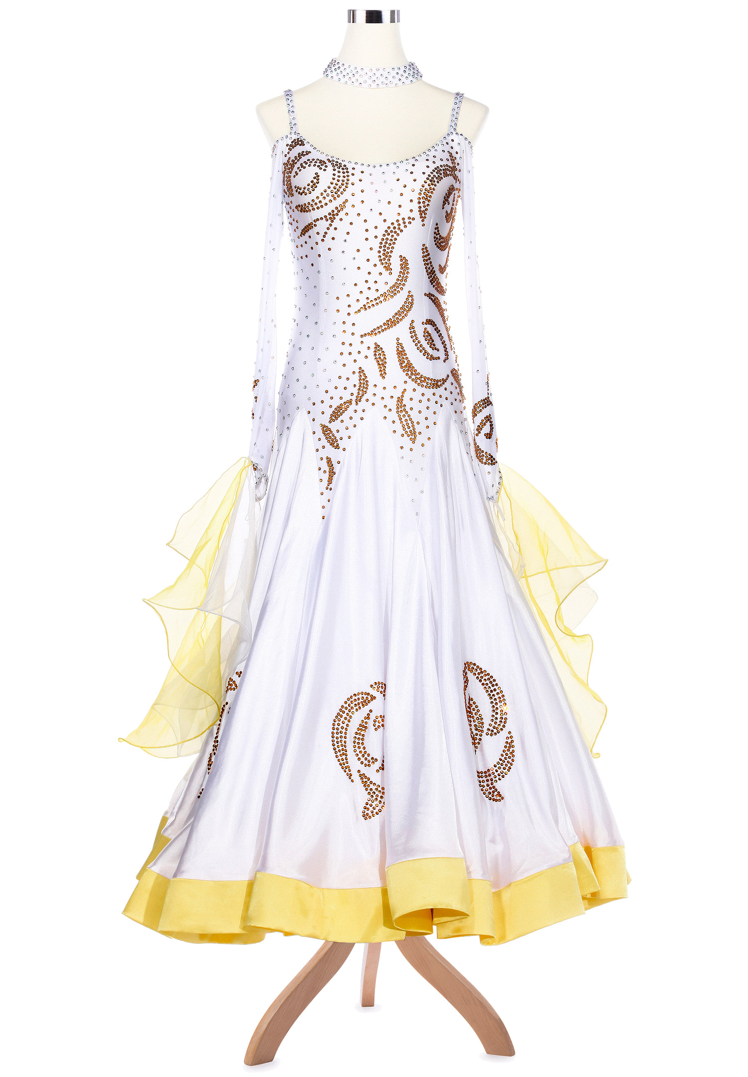 Delicate Spiraling Motif Ballroom Dance Competition Dress VN-A5168