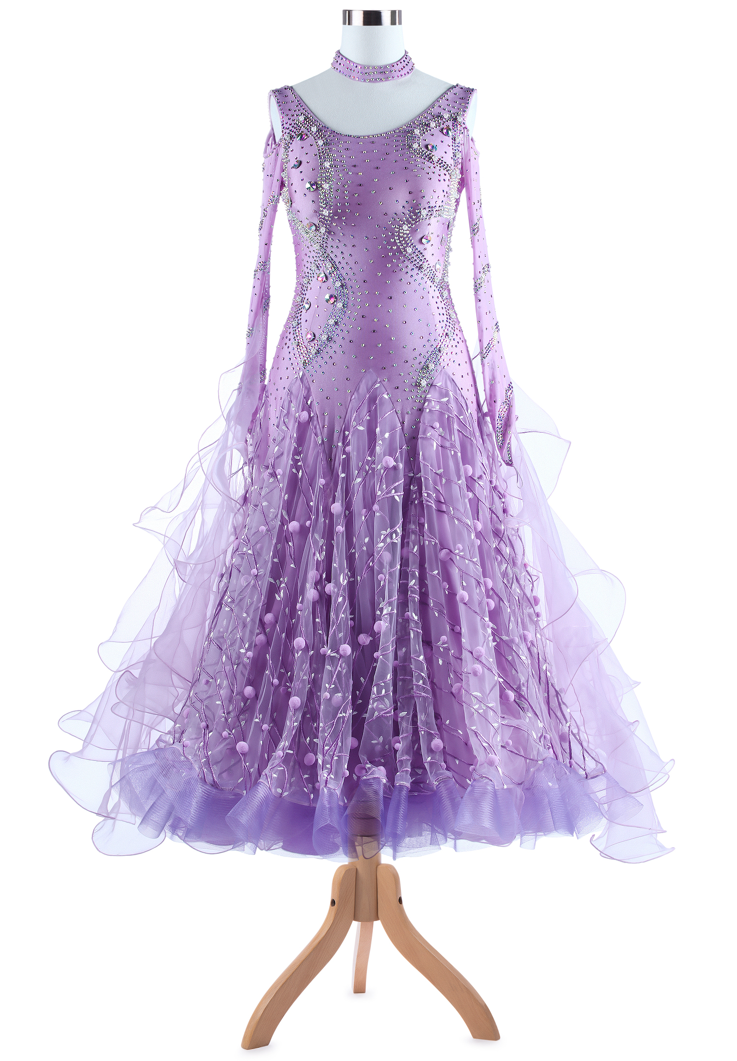 Delicate Vibrate Pompon Ballroom Performance Dress VN-A5335