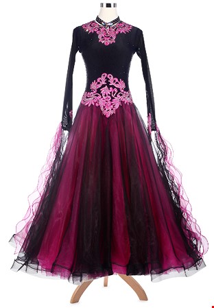 Dramatic Appliqued Ballroom Dance Competition Dress A5188