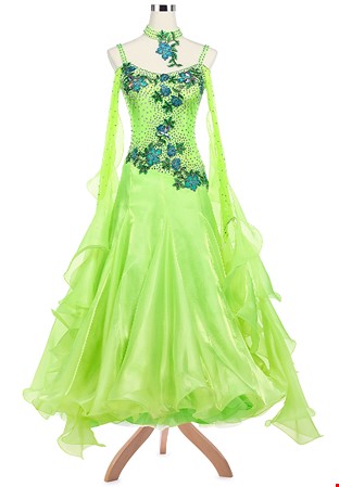 Elegant Embroidered Floral Patchwork Ballroom Competition Dress A5120