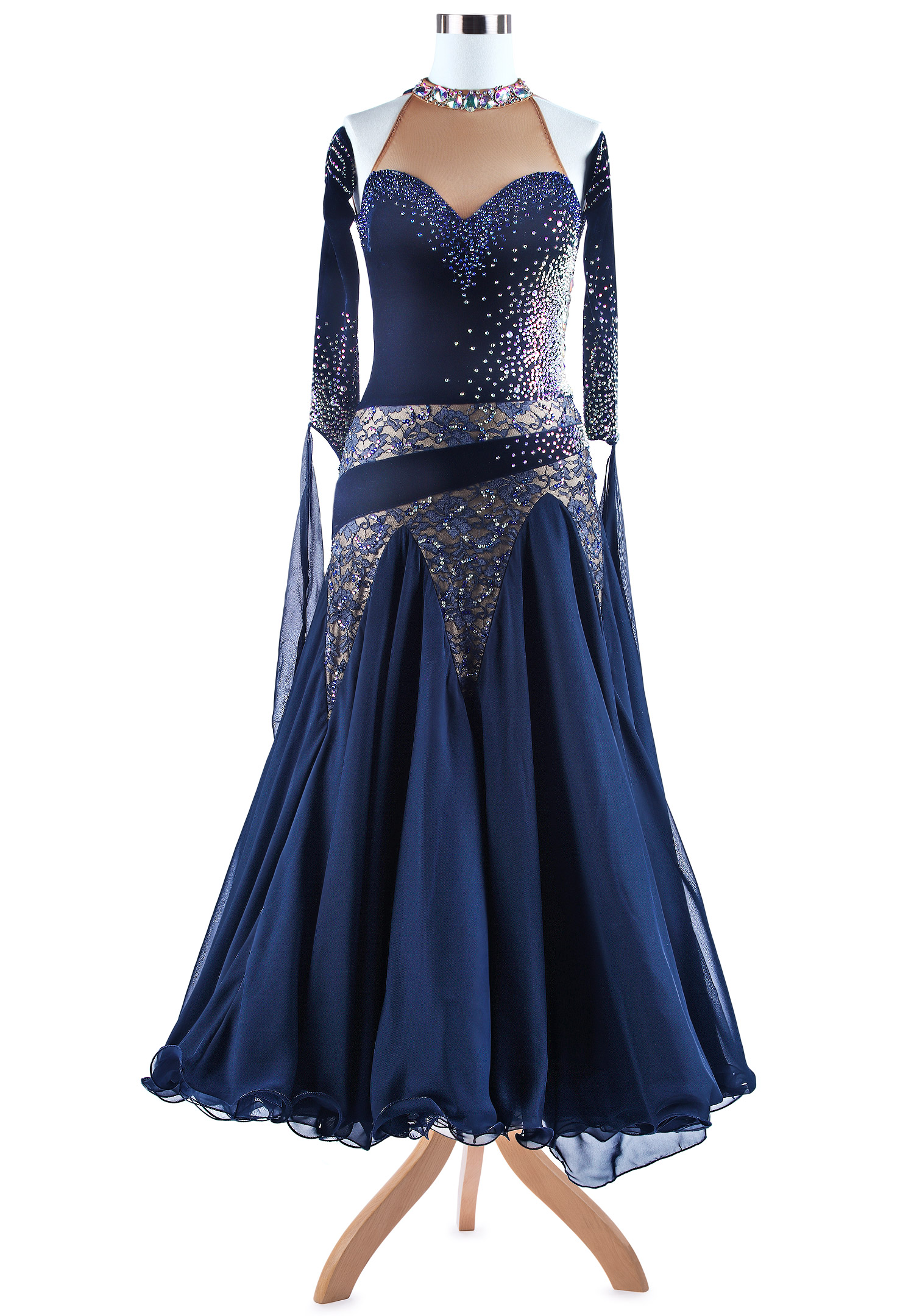  Elegant Sweetheart Lace Inset Ballroom Competition Dress VN-A5321