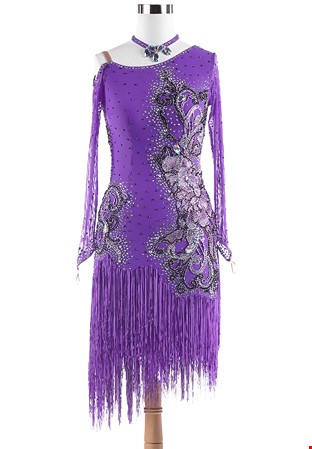 Embroidered Fringe Latin Performance Dress L5293