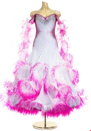 Enthralling Ombre Feather Ballroom Dress PCWB180101