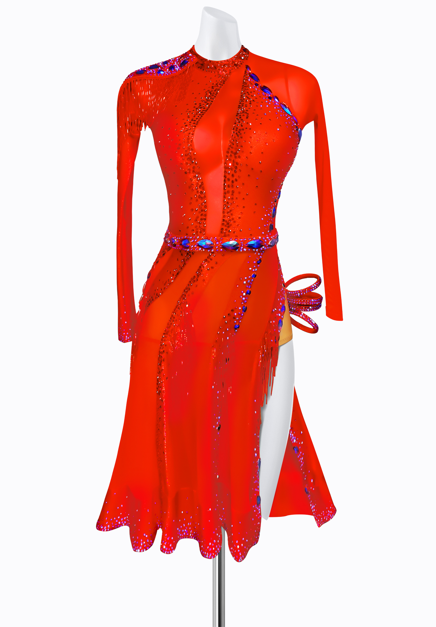 Fiery Mesh Latin Dress AM-L3349