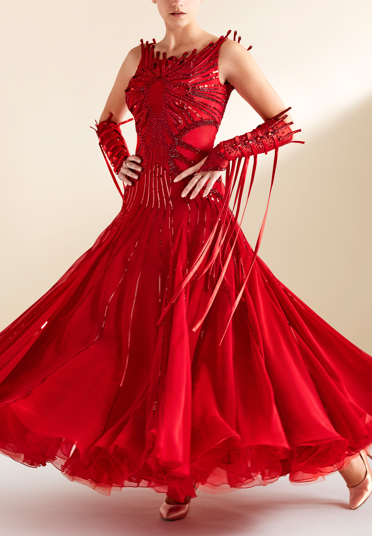 Red cheap ballroom dress