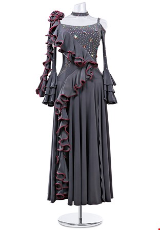 Flamenco Rose Long Draped Dance Gown MQB216