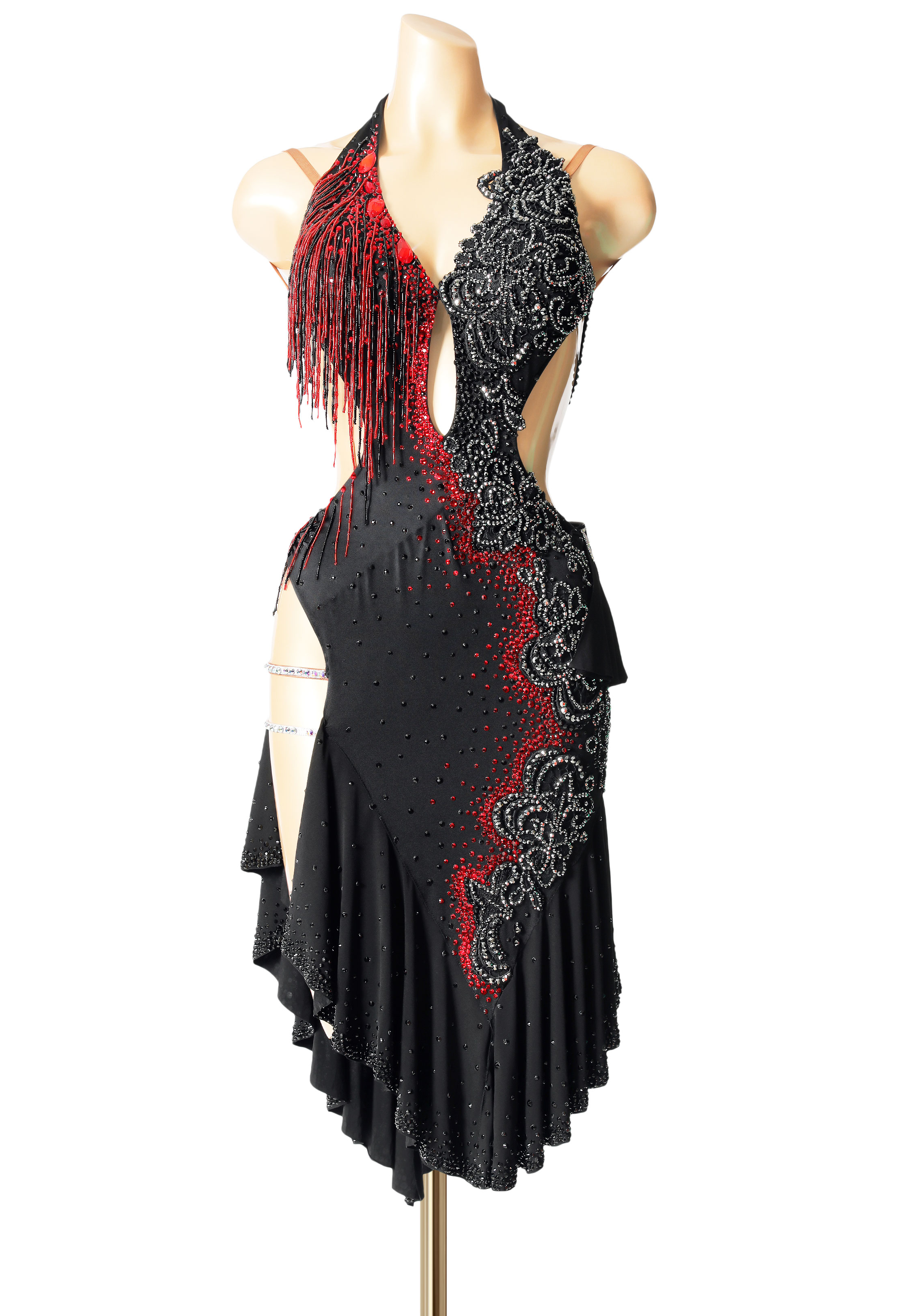 Flaming Fringe Latin Rhythm Gown PCWL19019 | International Latin