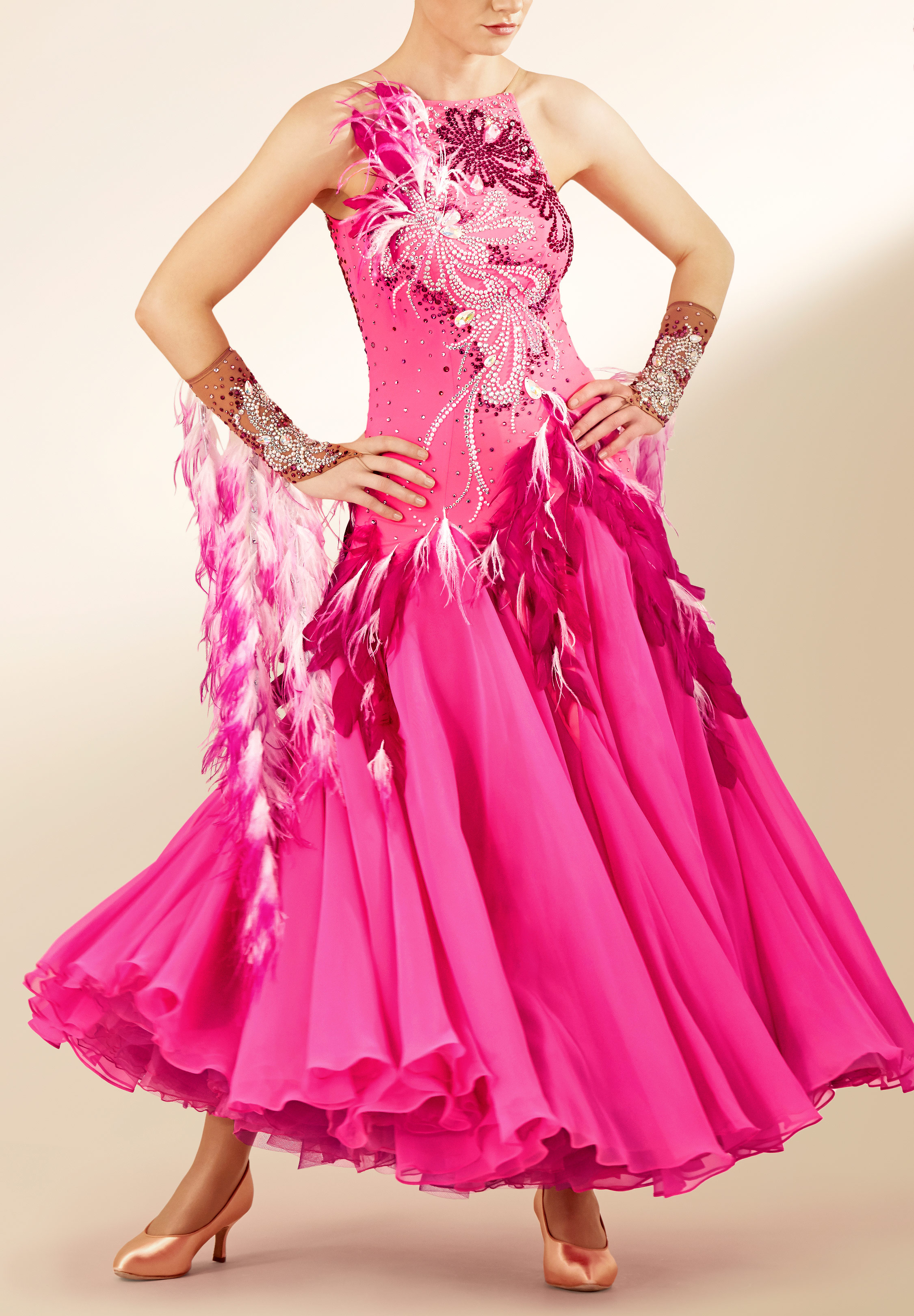 Floral Feather Ballroom Costume PCWB19074 | International Ballroom